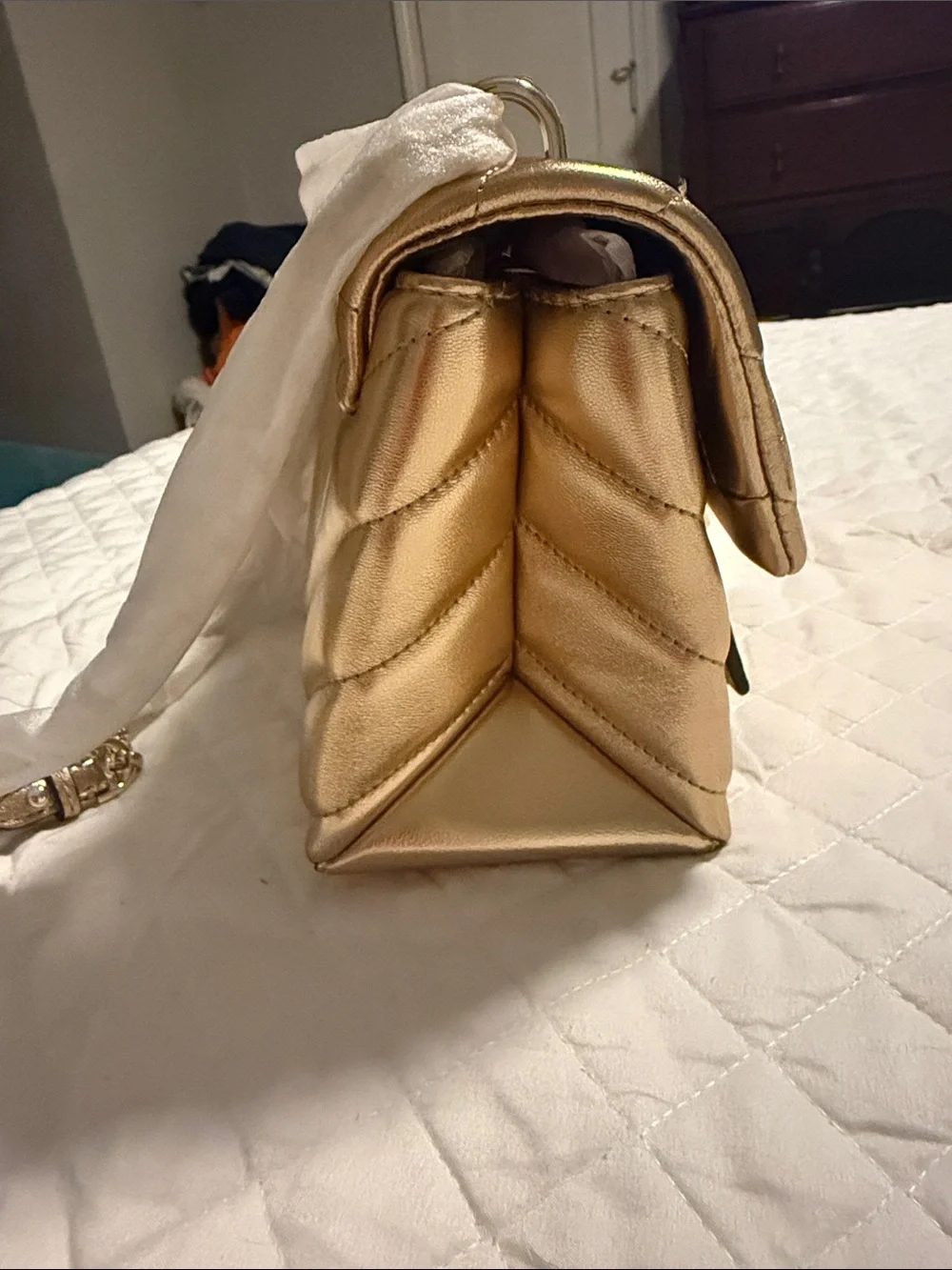 Michael Kors Metallic Gold Quilted Crossbody Bag